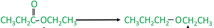 Ethyl propyl ether preparing from ethyl propanoate